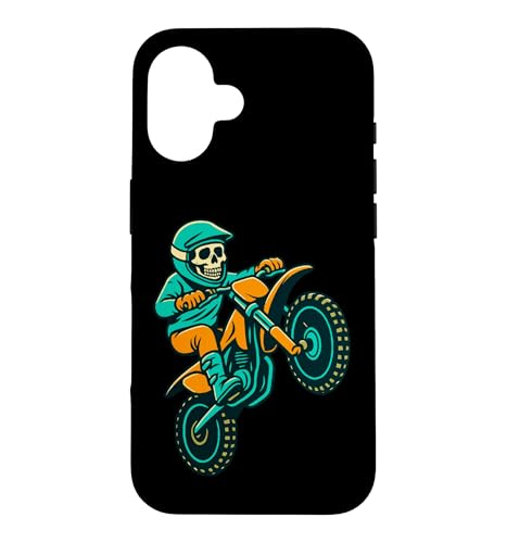 Ride or Die Trying Funny Motocross Skeleton Design Case for iPhone 16
