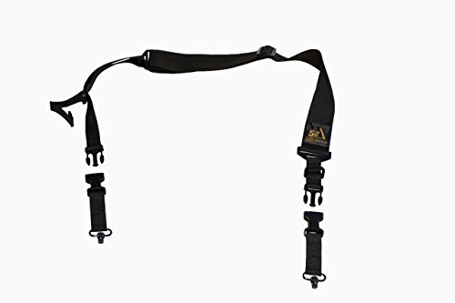 S2Delta - USA Made 2 Point Rifle Sling, Quick Adjustment, Modular Attachment Connections, Comfortable 2" Wide Shoulder Strap to 1" Attachment Ends (Green with Push Button Swivels) (MRS2P-USA-GPB)