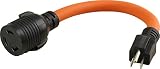 AC WORKS [S515L530-012] 1FT STW 10/3 NEMA 5-15P 15Amp Household Plug to NEMA L5-30R 30Amp Locking Female Connector Adapter cord