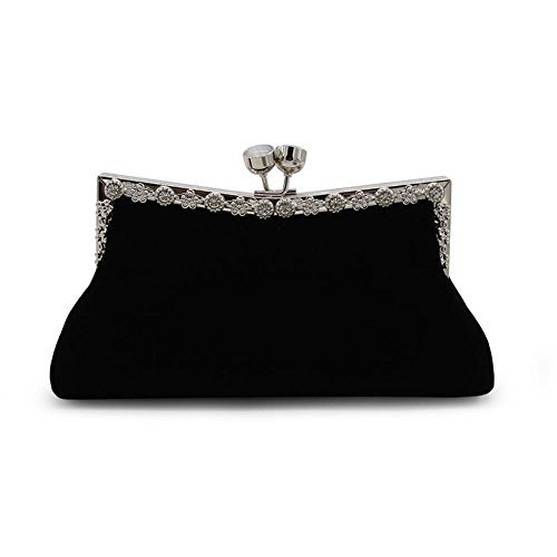 Kingluck Velvet With Rhinestone Wedding/Special Occasion Clutches/Evening Handbags(More Colors) (red) … (black) - Thumbnail 6