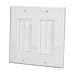 BATIGE 2 Gang Brush Wall Plate Anti-dust Wall Mount Panel Cable Pass Through Wires Cable Access Strap Wall Socket Plug Port (2 Gang (1 Pack), White)
