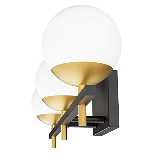 Ralbay Mid Century Modern Bathroom Vanity Lights 3Light Milky Glass