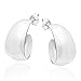 Trendy Crescent Moon Half Hoop .925 Sterling Silver Post Earrings