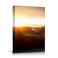 Canvas Wall Art Mountain Sunset II Coastal Orange Photography Relax/Calm Romantics Sunset Warm - 12x18 inches
