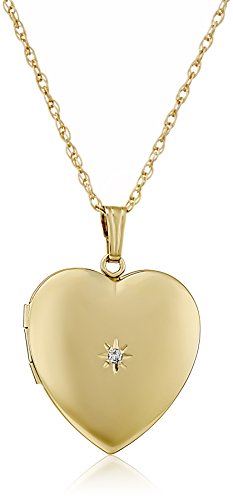 14k Yellow Gold-Filled Diamond-Accent Heart Locket Necklace, 20