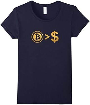 Womens Bitcoin Millionaire: Bitcoin Greater Than Dollars T Shirt Small Navy