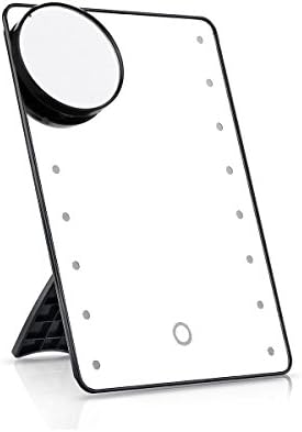 LED Lighted Makeup Mirror TODYM Touch Screen 16 LED Lighted Desktop Mirror Foldable High Definition Clarity Vanity Mirror with Removable 12x Magnifying Mirror