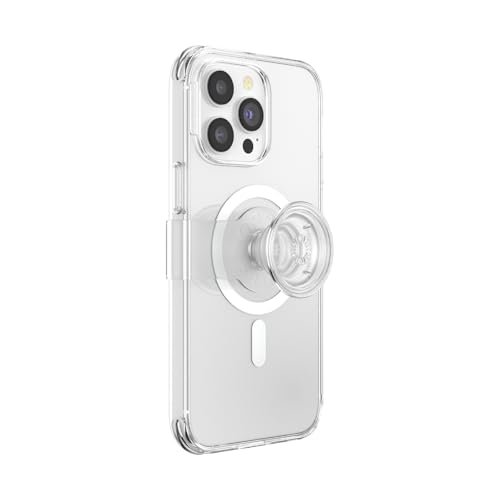 PopSockets iPhone 14 Pro Max Case with Phone Grip and Slide Compatible with MagSafe, Wireless Charging Compatible - Clear