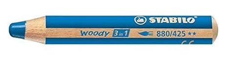 3 x Stabilo Woody 3 in 1 Multitalent Jumbo Bleistift – Blau (880/425)