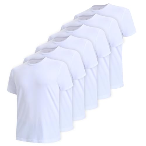 BAMBOO COOL Men's Undershirts Moisture-Wicking Crewneck T Shirts, Breathable Stretch Soft Tees for Men, 3 or 6 Pack