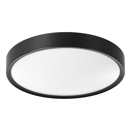 EGLO LED Deckenleuchte Musurita, 1 flammige Deckenlampe, Wohnzimmerlampe, Küchenlampe aus Stahl und Kunststoff, Flurlampe Decke in Schwarz, Weiß, Ø 44 cm