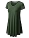URBANCLEO Womens V-Neck Elong Tunic Top Mini T-Shirt Dress Olive XLarge