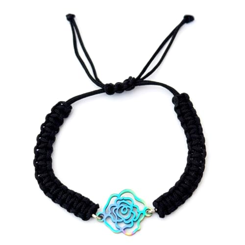 SIMBOLIKS Rainbow Rose of Sant Jordi, Dia dels Enamorats, Diada de Catalunya, Mother's Day, Heart, Love, Gift Sant Jordi, Red Bracelet, Rose of Eternal Colours, Arrival, Flower, Gift Bracelet