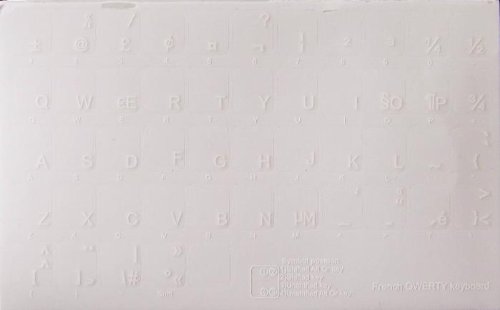 FRENCH QWERTY CANADIAN KEYBOARD STICKERS WITH WHITE LETTERING ON TRANSPARENT BACKGROUND