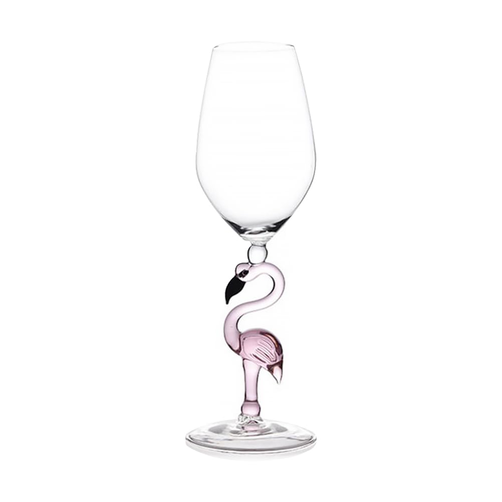 FOMIYES Creative Flamingo Cocktail Glasses Martini Goblet Glass Tableware Unique Bar Wine Glasses Long Stem Wine Glasses Pink