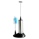 SMARTED Stainless Steel Coffee Milk Frother with Stand and Brush Hand held Electric Battery Powered