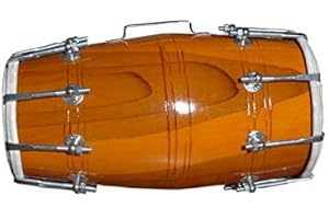 Satnam Traditional 14-Inches Bolt Tuned Handmade Dholak Drum | Dholak Instrument | Dholki Music Instrument - 100% Made in India (Natural)