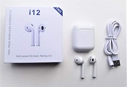 Upgraded 2019 i12 TWS Bluetooth Wireless Earbuds Sports One Touch 3D Noise Canceling HD Stereo Sound with Mic and Charging Case for iPhones Androids Tablets and Bluetooth（Discount&New）
