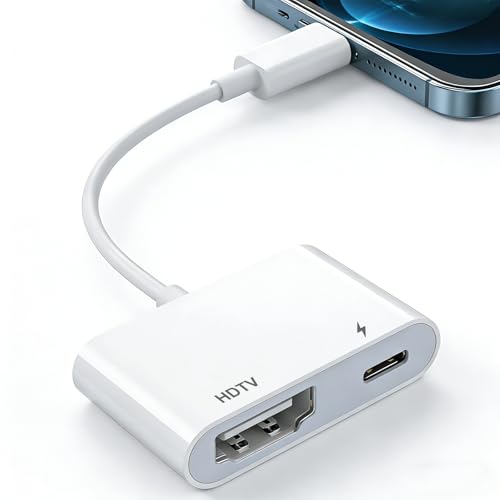 Lightning auf HDMI Adapter [Apple MFi zertifiziert], 1080P Digital AV Adapter für iPhone & iPad, Synchronisationsbildschirm zu TV/Monitor/Projektor, keine externe Stromversorgung erforderlich