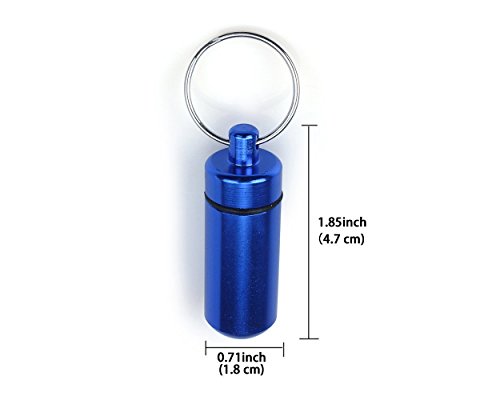 Ace Select Aluminum Pill Case 10 Pieces 1.9" Portable Waterproof Pill Fob Air-tight Drug Holder Keychain Medicine Capsule Containers for Geocaching Outdoor Travel