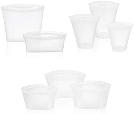 8pcs Clear Reusable Storage Containers Zip Top Leakproof Food Storage Cups Lunch Case Storage Box,Stand Up Bag.Microwave,refrigerated,Fresh-Keeping (White)