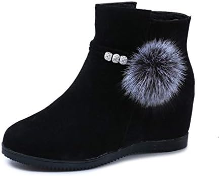 JOYBI Women Fashion Warm Snow Boot Faux Suede Slip On Zipper Winter Round Toe Girls Wedges Ankle Boots