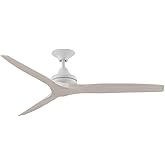 Fanimation Spitfire - 3 Blade Ceiling Fan - 12 Inches Tall and 60 Inches Wide - Matte White Finish - Washed White Blade Color