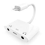 DIGSELL Jack Headphone Adaptor Charger Converter 3 in 1 Dual DC 3.5mm Earphone Audio Charging Splitter Compatible to Phone x 8 8plus 7 7plus 6 6plus pad Air Pro Support IOS12 White