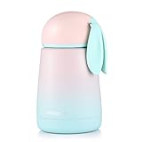oneisall Gradient Rabbit Stainless Steel Travel Mug Bunny Thermos,Cute Insulated Water Bottle,Mini Size Coffee Tumbler& Vacuum Flask,Leak-poof Flask For Kids&Adult,300MLPink