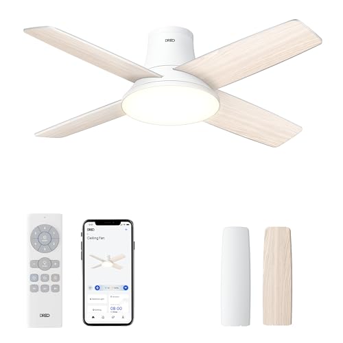 Dreo ceiling fan with light, 12 speeds, 3 modes, quiet DC motor, easy installation, dimmable LED, remote control and timer 12h, white ceiling fan for home