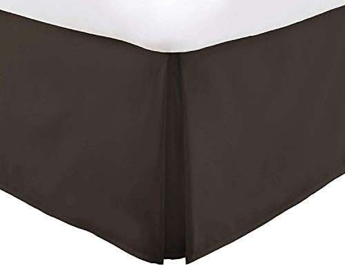 Vera Nice Bed Skirt with 15-inch Drop - Double Brushed Microfiber Pleated Dust Ruffle - Cal King - Brown