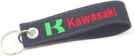 Kawasaki Tag Keychain Biker Racing Motorcycle Embroidered Key Ring Holder Strap Luggage