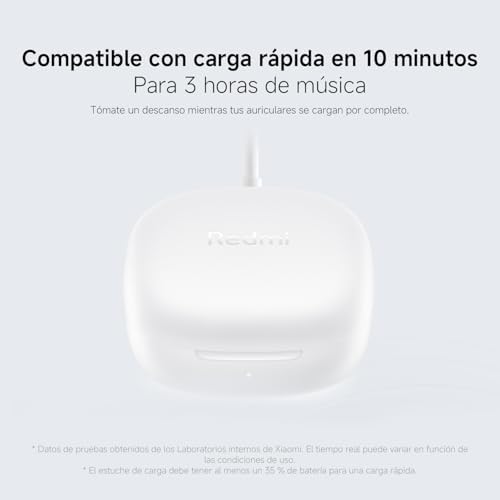 Redmi Buds 6 Play - Auriculares inalámbricos, cancelación de Ruido, Ligeros, hasta 36 Horas de autonomía, Bluetooth 5.4, Blanco (Versión ES)