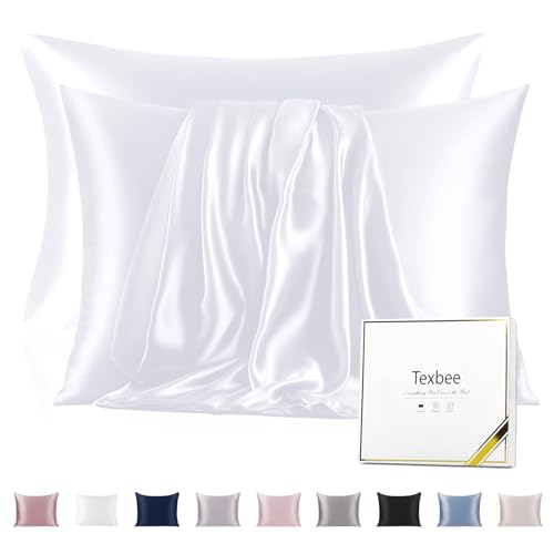 Texbee Seidenkissenbezug 40x80 Maulbeerseide für Haar und Haut, Reines Weiß