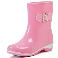 YUXIDSCR Rain Boots Stars Platform Mid-Calf Women Boots Slip On Casual Shoes Woman New Flats Size 36-40 Pink 6