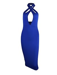 TOB Vestido sexy con escote halter y hombros caídos para mujer.