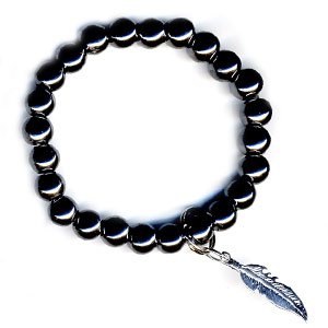 Art of luck hematite feather happiness bracelet