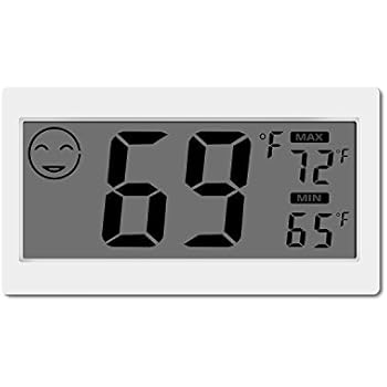 Digital Thermometer Indoor Hygrometer Room Temperature Monitor Humidity Gauge with Big Screen Stand Wall Hanging Magnet Greenhouse House Kitchen Car
