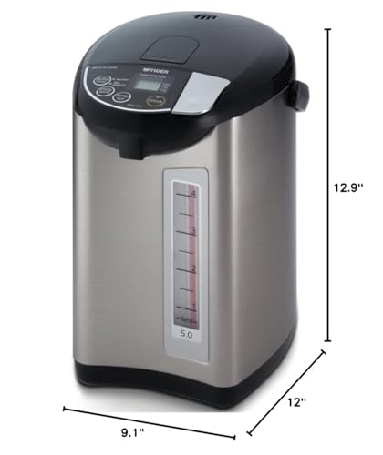 Tiger PDU-A50U-K Hervidor y calentador de agua eléctrico, acero inoxidable negro, 5,0 litros
