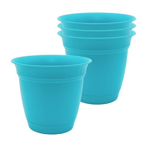 The HC Companies 6 Inch Eclipse Round Planter Pots with Drainage Holes & Attach…