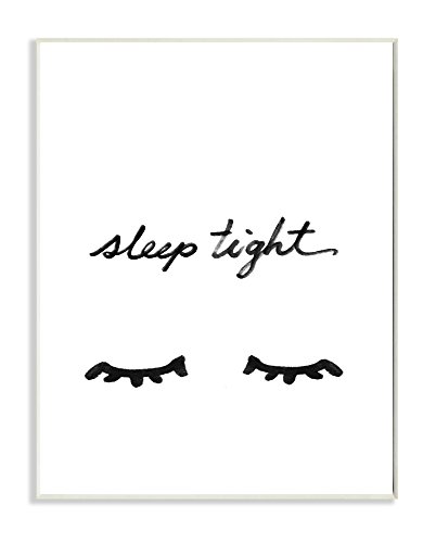 Stupell Home DÃ©cor Sleep Tight Eyelash Minimalist Illustration Wall Plaque Art, 10 x 0.5 x 15, Proudly Made in USA