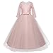 Big Girl Dresses 13-14 Special Occasion Ball Gowns Wedding Pageant Birthday Party Dress for Girls Tutu Tulle Lace Dress Full Length Long Sleeve Size 12-14 Elegant Princess Dress (Pink 170)