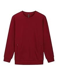 Innersy - Sudadera clásica de algodón con cuello redondo y bolsillos con cremallera para hombre