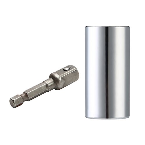 OCGIG 7-19mm(1/4"-3/4")Universal Socket with Metric Wrench Power Drill Adapter Socket Professional Repair Tool,Multi-Function Gator Socket Adapter,Silver,Handyman's DIY Perfect Gift - Thumbnail 2