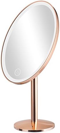 Elgood Lighted Vanity Makeup Mirror with 25 Led Lights touch Screen 180 degree free Rotation table Countertop for grils Women Men Cosmetic (Rose Gold)