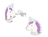 Hypoallergenic Sterling Silver Purple Crystal Unicorn Stud Earrings for Little Girls (Nickel Free)