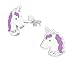 Hypoallergenic Sterling Silver Unicorn Stud Earrings for Little Girls (Crystal/Purple)