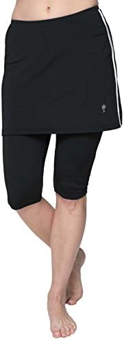 HydroChic Women’s Plus Size Skirted Swim Pants, Capri Leggings Swim Tights (Black/Reflector, 0X)