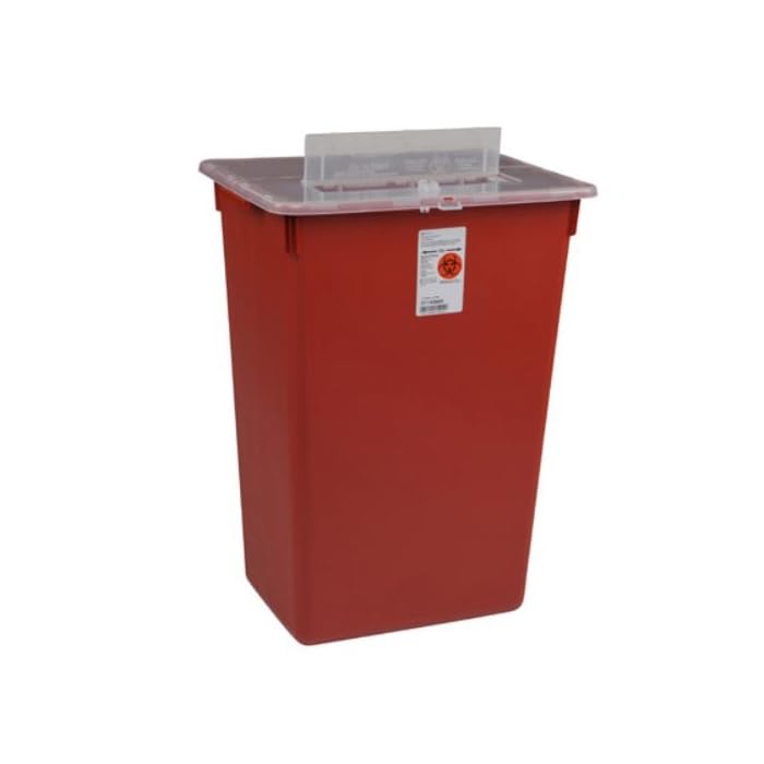 Covidien 31143665 Sharps-A-Gator Sharps Container, Slide Lid, 10 gal Capacity, Red (Pack of 6)