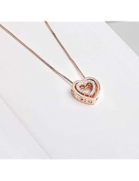Collar con colgante de corazón de cristal de Swarovski chapado en oro rosa para mujer
